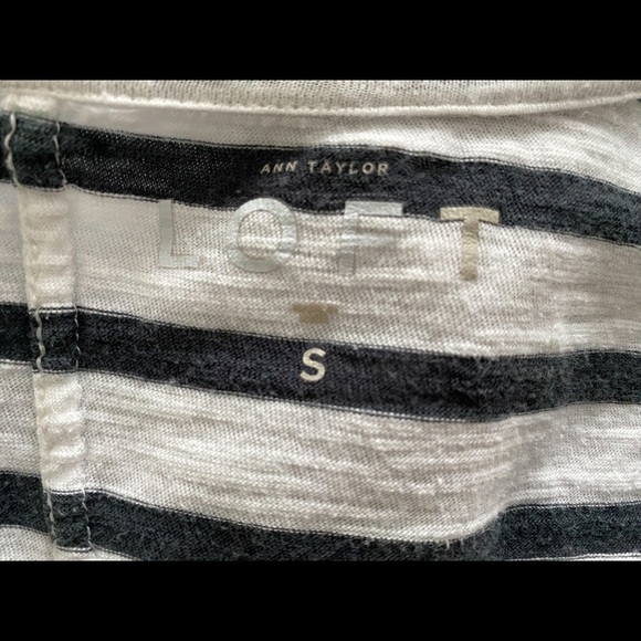 ann TAYLOR LOFT Navy Blue & White Stripe Short Sleeve Tee Shirt Women S … - Picture 4 of 4